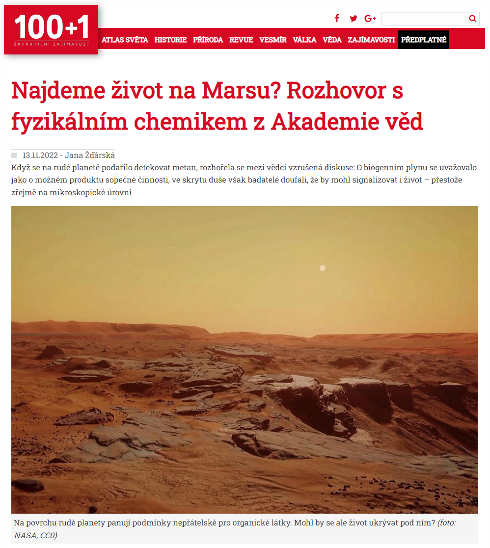 Rozhovor s prof. Civišem ve 100+1. Najdeme život na Marsu?