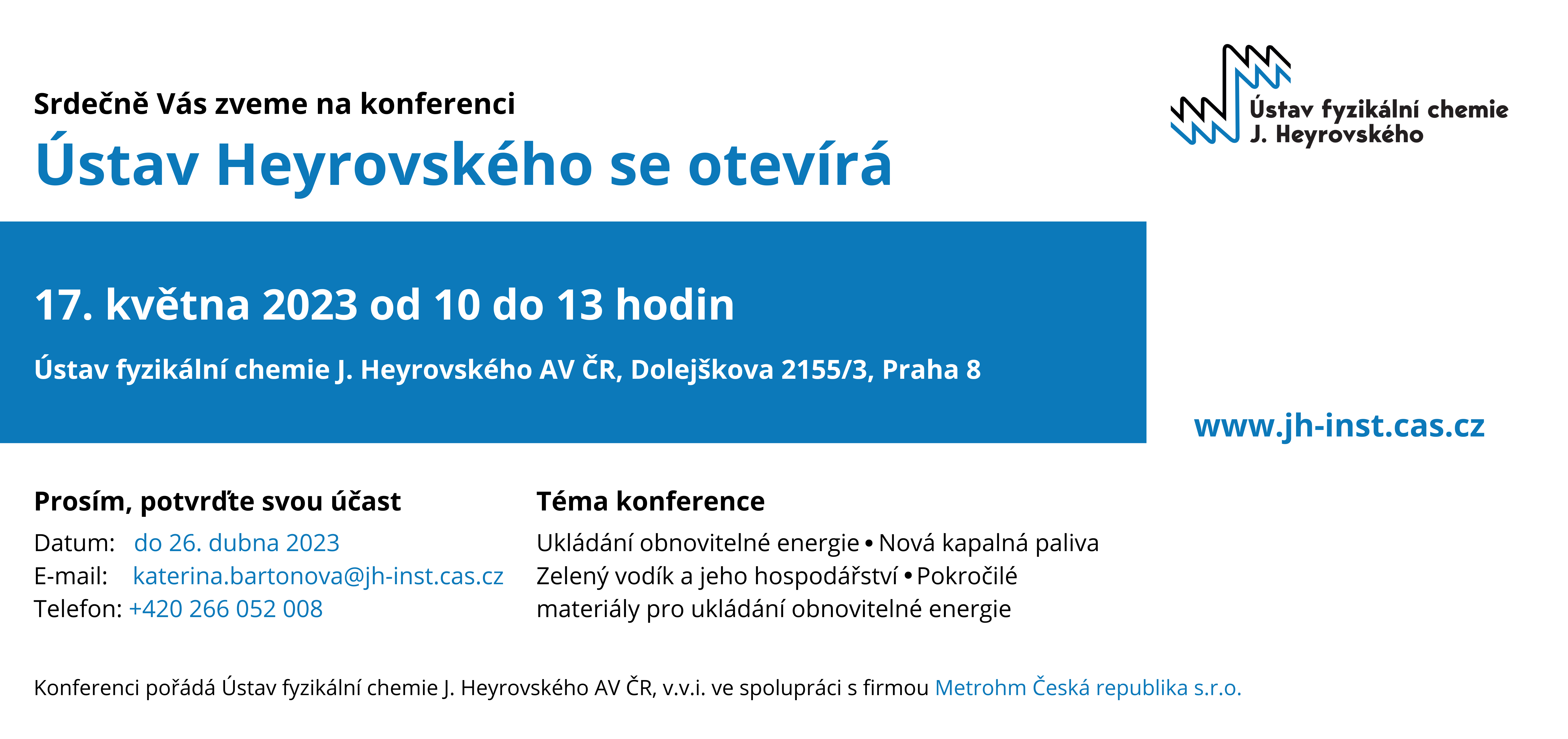 Pozvánka Ústav Heyrovského se otevírá 2023